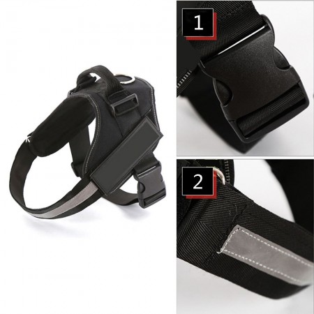Meidong Dog Harness, Easy On and Off Pet Vest Harness, 3M Reflective Breathable and Easy Adjust Pet Halters with Nylon Handle for Small Medium Large Dogs - No More Pulling, Tugging or Choking